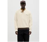 Sweatshirt JACK & JONES "JJEDOVER PRINT SWEAT CREW NECK", Herren, Gr. S, weiß (antique weiß), angeraute Sweatware, Obermaterial: 80% Baumwolle, 20% Polyester, unifarben, modisch, relaxed fit, Rundhals