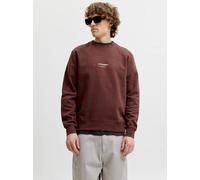 Sweatshirt JACK & JONES "JJESOHO SWEAT CREW NECK NOOS", Herren, Gr. XL, bitter chocolate, angeraute Sweatware, Obermaterial: 80% Baumwolle, 20% Polyester, bedruckt, relaxed fit normal, Rundhals, Rippb