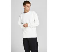 Sweatshirt JACK & JONES "JJESTAR BASIC SWEAT CREW NECK NOOS", Herren, Gr. L, weiß, angeraute Sweatware, Obermaterial: 70% Baumwolle, 30% Polyester, unifarben, loose fit normal, Rundhals, Rippbündchen,