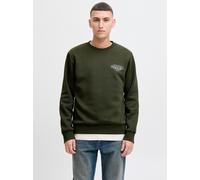Sweatshirt JACK & JONES "JJMAKOTO SWEAT CREW NECK", Herren, Gr. L, duffel bag print:small print, angeraute Sweatware, Obermaterial: 80% Baumwolle, 20% Polyester, bedruckt, regular fit, Rundhals, Rippb