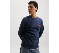 Sweatshirt JACK & JONES "JJRUSH SWEAT CREW NECK", Herren, Gr. XL, blau (navy blazer), angeraute Sweatware, Obermaterial: 60% Baumwolle, 40% Polyester, bedruckt, normal, Rundhals, Rippbündchen, Sweatsh