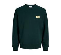 Sweatshirt JACK & JONES "JJRUSH SWEAT CREW NECK", Herren, Gr. XXL, grün (scarab), angeraute Sweatware, Obermaterial: 60% Baumwolle, 40% Polyester, bedruckt, normal, Rundhals, Rippbündchen, Sweatshirts