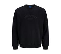 Sweatshirt JACK & JONES "JORBLEECKER BRANDING SWEAT CREW BF", Damen, Gr. S, schwarz detail:jj, angeraute Sweatware, Obermaterial: 70% Baumwolle, 30% Polyester, bedruckt, relaxed fit, Rundhals, Rippbün