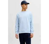 Sweatshirt JACK & JONES "JORNORREBRO EMB SWEAT CREW NOOS", Herren, Gr. XL, cashmere blau, angeraute Sweatware, Obermaterial: 89% Baumwolle, 11% Polyester, unifarben, relaxed fit normal, Rundhals, Ripp