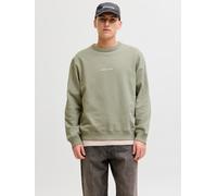 Sweatshirt JACK & JONES "JORNORREBRO EMB SWEAT CREW NOOS", Herren, Gr. XS, seagrass, angeraute Sweatware, Obermaterial: 89% Baumwolle, 11% Polyester, unifarben, relaxed fit normal, Rundhals, Rippbündc