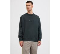 Sweatshirt JACK & JONES "JORNORREBRO EMB SWEAT CREW NOOS", Jungen, Gr. S, schwarz (forest river), angeraute Sweatware, Obermaterial: 89% Baumwolle, 11% Polyester, unifarben, relaxed fit normal, Rundha