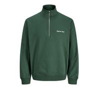 Sweatshirt JACK & JONES "JORNORREBRO EMB SWEAT HIGH NECK SN", Herren, Gr. L, grün (sycamore), angeraute Sweatware, Obermaterial: 89% Baumwolle, 11% Polyester, unifarben, relaxed fit normal, hoch gesch