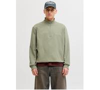 Sweatshirt JACK & JONES "JORNORREBRO EMB SWEAT HIGH NECK SN", Herren, Gr. S, grün (seagrass), angeraute Sweatware, Obermaterial: 89% Baumwolle, 11% Polyester, unifarben, relaxed fit normal, hoch gesch