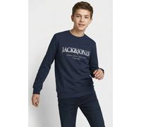 Sweatshirt JACK & JONES JUNIOR "JJDEVIN DAYTONA PRINT SWEAT CREW N JNR", Herren, Gr. 152, navy blazer, angeraute Sweatware, Obermaterial: 60% Baumwolle, 40% Polyester, bedruckt, unifarben, loose fit n