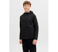 Sweatshirt JACK & JONES JUNIOR "JJEBASE SWEAT ZIP HOOD NOOS JNR", Jungen, Gr. 176, schwarz, angeraute Sweatware, Obermaterial: 75% Polyester, 21% Baumwolle, 4% Elasthan, unifarben, relaxed fit normal,