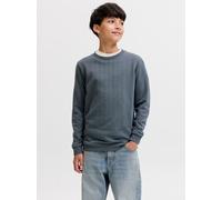 Sweatshirt JACK & JONES JUNIOR "JJEBRADLEY einfach kombinierbar, pflegeleicht", Jungen, Gr. 128, grau (turbulence), angeraute Sweatware, Obermaterial: 65% Polyester, 35% Baumwolle, unifarben, regular 