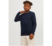 Sweatshirt JACK & JONES JUNIOR "JJEBRADLEY einfach kombinierbar, pflegeleicht", Jungen, Gr. 164, blau (navy blazer), angeraute Sweatware, Obermaterial: 61% Polyester, 39% Baumwolle, unifarben, regular