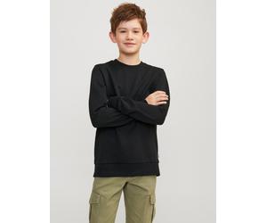 Sweatshirt JACK & JONES JUNIOR "JJEBRADLEY einfach kombinierbar, pflegeleicht", Jungen, Gr. 176, schwarz, angeraute Sweatware, Obermaterial: 61% Polyester, 39% Baumwolle, unifarben, regular fit normal