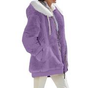 Sweatshirt Jacke Damen Damen Winterjacke Kuschelpulli Oversize Pullover Damen Jacken Damen Damen-Jacken Winter Plüschmantel Damen Kuscheljacke Teddyfleece Jacke Damen Teddyjac(Light Purple,S)