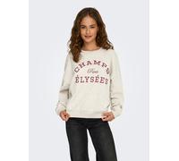 Sweatshirt JDY "JDYMESA L/S O-NECK EMB SWEAT JRS NOOS", Damen, Gr. S, beige (oatmeal detail:champs cabernet emb), Sweatware, Obermaterial: 100% Baumwolle, bedruckt, regular fit normal, Rundhals, Rippb