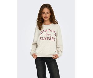 Sweatshirt JDY "JDYMESA L/S O-NECK EMB SWEAT JRS NOOS", Damen, Gr. S, beige (oatmeal detail:champs cabernet emb), Sweatware, Obermaterial: 100% Baumwolle, bedruckt, regular fit normal, Rundhals, Rippb
