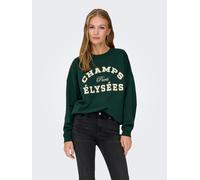 Sweatshirt JDY "JDYMESA L/S O-NECK EMB SWEAT JRS NOOS", Damen, Gr. XL, grün (pine grove detail:champs emb), Sweatware, Obermaterial: 100% Baumwolle, bedruckt, regular fit normal, Rundhals, Rippbündche