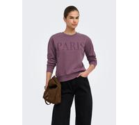 Sweatshirt JDY "JDYPARIS L/S EMB SWEAT JRS NOOS", Damen, Gr. XL, lila (huckleberry detail:glitter paris tnt emb), Sweatware, Obermaterial: 60% Baumwolle, 40% Polyester, bedruckt, regular fit normal, R