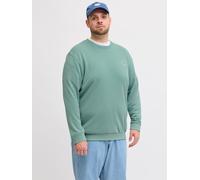 Sweatshirt "JJBRANDON SWEAT CREW NECK PLS", Herren, Gr. 5XL, grün (mineral blau), angeraute Sweatware, Obermaterial: 60% Polyester, 40% Baumwolle, JACK & JONES PLUSSIZE, bedruckt, regular fit, Rundhal