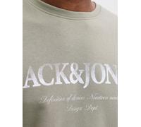 Sweatshirt "JJDEVIN DAYTONA PRINT SWEAT CREW N PLS", Herren, Gr. 4XL, vetiver, Sweatware, Obermaterial: 60% Baumwolle, 40% Polyester, JACK & JONES PLUSSIZE, bedruckt, unifarben, regular fit normal, Ru