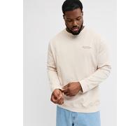 Sweatshirt "JJEARCHIVE GRAPHIC SWEAT CN NOOS PLS", Herren, Gr. 4XL, beige (moonbeam), angeraute Sweatware, Obermaterial: 80% Baumwolle, 20% Polyester, JACK & JONES PLUSSIZE, unifarben, relaxed fit nor