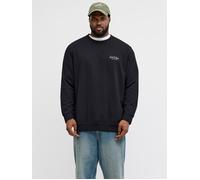 Sweatshirt "JJEARCHIVE GRAPHIC SWEAT CN NOOS PLS", Herren, Gr. 5XL, schwarz, angeraute Sweatware, Obermaterial: 80% Baumwolle, 20% Polyester, JACK & JONES PLUSSIZE, unifarben, relaxed fit normal, Rund