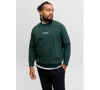 Sweatshirt "JJESOHO SWEAT CREW NECK NOOS PLS", Herren, Gr. 4XL, grün (scarab), angeraute Sweatware, Obermaterial: 80% Baumwolle, 20% Polyester, JACK & JONES PLUSSIZE, bedruckt, regular fit normal, Run