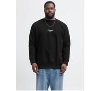 Sweatshirt "JJESOHO SWEAT CREW NECK NOOS PLS", Herren, Gr. 6XL, schwarz, angeraute Sweatware, Obermaterial: 80% Baumwolle, 20% Polyester, JACK & JONES PLUSSIZE, bedruckt, regular fit normal, Rundhals,