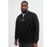 Sweatshirt "JJESOHO SWEAT QUARTER ZIP HN NOOS PLS", Herren, Gr. 3XL, schwarz, angeraute Sweatware, Obermaterial: 80% Baumwolle, 20% Polyester, JACK & JONES PLUSSIZE, bedruckt, regular fit, hoch geschl