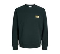 Sweatshirt "JJRUSH SWEAT CREW NECK PLS", Herren, Gr. 5XL, grün (scarab), angeraute Sweatware, Obermaterial: 60% Baumwolle, 40% Polyester, JACK & JONES PLUSSIZE, unifarben, normal normal, Rundhals, Rip