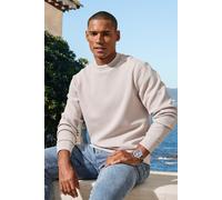 Sweatshirt JOHN DEVIN "aus Struktur-Qualität, relaxed fit", Herren, Gr. S (44/46), beige (creme), Obermaterial: 83% Baumwolle, 16% Polyester, 1% Elasthan, unifarben, relaxed fit, Rundhals, angesetztes