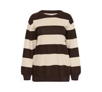 Sweatshirt KAFFE CURVE "Sweatshirt KCjomo", Damen, Gr. S, braun (seal braun, turtledove stripe), Obermaterial: 65% Baumwolle CO. 35% Polyester PES., Sweatshirts Sweatshirt (62848141-S) seal braun, tur