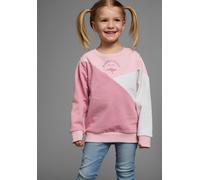Sweatshirt KANGAROOS "Colorblocking für kleine Mädchen", Mädchen, Gr. 104/110, rosa, Sweatware, Obermaterial: 60% Baumwolle, 40% Polyester, bedruckt, mehrfarbig, weit hüftlang, Rundhals, Bündchen, Swe