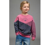 Sweatshirt KANGAROOS "Colorblocking für kleine Mädchen", Mädchen, Gr. 116/122, rosa (marine), Sweatware, Obermaterial: 60% Baumwolle, 40% Polyester, Basic hüftlang, Rundhals, Bündchen, Sweatshirts Swe