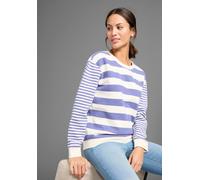 Sweatshirt KANGAROOS, Damen, Gr. 32/34, blau (blau, weiß), angeraute Sweatware, Obermaterial: 80% Baumwolle, 20% Polyester. Bündchen: 95% Baumwolle, 5% Elasthan, bestickt, colorblocking, geringelt, ge