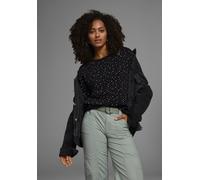 Sweatshirt KANGAROOS, Damen, Gr. 32/34, schwarz-weiß (schwarz, weiß), Interlock, Obermaterial: 100% Baumwolle, bedruckt, kontrastfarbene Details, figurumspielend hüftbedeckend, Rundhals, eingesetzt Ri