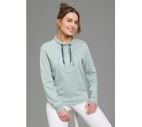 Sweatshirt KANGAROOS, Damen, Gr. 32/34, türkis, Sweatware, Obermaterial: 100% Baumwolle, bequem hüftbedeckend, Rippbündchen, Sweatshirts Sweatshirt, mit Stehkragen und Frontdruck (87851748-32) türkis