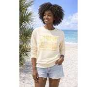 Sweatshirt KANGAROOS, Damen, Gr. 36/38, beige (natur), angeraute Sweatware, Obermaterial: 80% Baumwolle, 20% Polyester, Basic hüftlang, Rundhals, Rippbündchen, Sweatshirts Sweatshirt, mit Frontdruck (