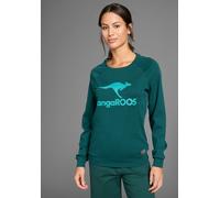 Sweatshirt KANGAROOS, Damen, Gr. 36/38, grün (dunkel grün), Interlock, Obermaterial: 100% Baumwolle, bedruckt, unifarben, bequem hüftbedeckend, Rundhals, Raglanärmel Rippbündchen, Sweatshirts Sweatshi