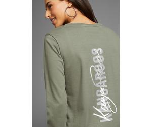 Sweatshirt KANGAROOS, Damen, Gr. 36/38, grün, Interlock, Obermaterial: 100% Baumwolle, figurumspielend hüftbedeckend, Rundhals, Sweatshirts Sweatshirt, mit Rückenprint (58467515-36) grün