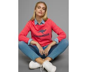 Sweatshirt KANGAROOS, Damen, Gr. 36/38, orange (rot), Interlock, Obermaterial: 100% Baumwolle, bequem hüftbedeckend, Rundhals, Raglanärmel Rippbündchen, Sweatshirts Sweatshirt, Langarm, figurumspielen