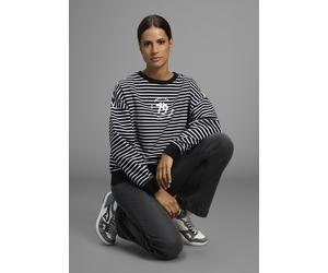 Sweatshirt KANGAROOS, Damen, Gr. 36/38, schwarz, Sweatware, Obermaterial: 80% Baumwolle, 20% Polyester, oversize, Rundhals, Rippbündchen, Sweatshirts Sweatshirt, im Oversize Look mit schimmerndem Fron