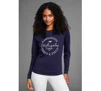 Sweatshirt KANGAROOS, Damen, Gr. 40/42, blau (dunkelblau), Interlock, Obermaterial: 100% Baumwolle, figurumspielend hüftbedeckend, Rundhals, Raglanärmel Rippbündchen, Sweatshirts Sweatshirt, mit Front