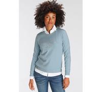 Sweatshirt KANGAROOS, Damen, Gr. 40/42, blau (hellblau), Interlock, Obermaterial: 100% Baumwolle, bedruckt, kontrastfarbene Details, unifarben mit Farbeinsatz, figurumspielend hüftbedeckend, Rundhals,