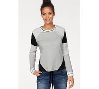 Sweatshirt KANGAROOS, Damen, Gr. 40/42, grau (schwarz, hellgrau, meliert), Interlock, Graumeliert (Obermaterial): 90% Baumwolle, 10% Viskose. Obermaterial: 100% Baumwolle, bedruckt, colorblocking, uni