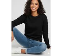 Sweatshirt KANGAROOS, Damen, Gr. 40/42, schwarz, angeraute Sweatware, Obermaterial: 80% Baumwolle, 20% Polyester, unifarben, figurbetont hüftlang, Rundhals, Rippbündchen, Sweatshirts Sweatshirt, Langa