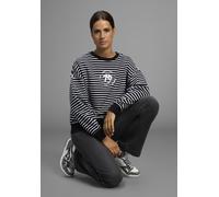 Sweatshirt KANGAROOS, Damen, Gr. 40/42, schwarz-weiß (schwarz), Sweatware, Obermaterial: 80% Baumwolle, 20% Polyester, oversize, Rundhals, Rippbündchen, Sweatshirts Sweatshirt, im Oversize Look mit sc