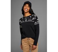 Sweatshirt KANGAROOS, Damen, Gr. 40/42, schwarz-weiß (schwarz, weiß), Sweatware, Obermaterial: 80% Baumwolle, 20% Polyester. Bündchen: 95% Baumwolle, 5% Elasthan, oversize hüftbedeckend, Rundhals, Rip