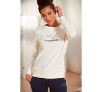 Sweatshirt KANGAROOS, Damen, Gr. 40/42, weiß, Interlock, Obermaterial: 60% Baumwolle, 40% Polyester, unifarben, Basic, Sweatshirts Sweatshirt, mit Kontrastfarbenem Logodruck, Loungeanzug (70286108-40)