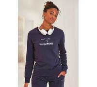 Sweatshirt KANGAROOS, Damen, Gr. 44/46, blau (marine), Interlock, Obermaterial: 60% Baumwolle, 40% Polyester, unifarben, Basic, Sweatshirts Sweatshirt, mit Kontrastfarbenem Logodruck, Loungeanzug (690